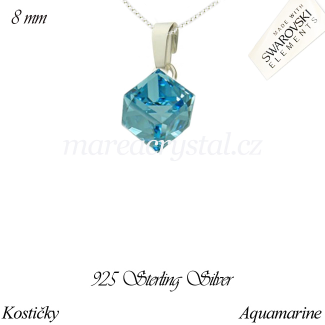 Stříbrný Náhrdelník se Swarovski ELEMENTS Kostička