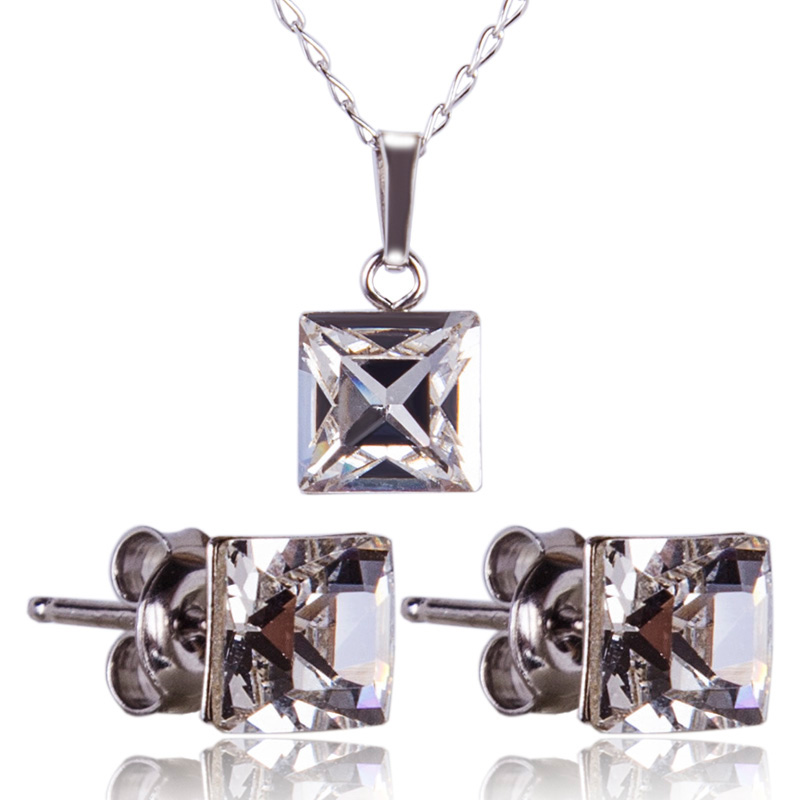 Stříbrná souprava s krystaly Princess 8+6mm Crystal