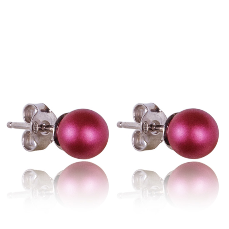 Stříbrné náušnice s perlami Mulberry Pink Pearl