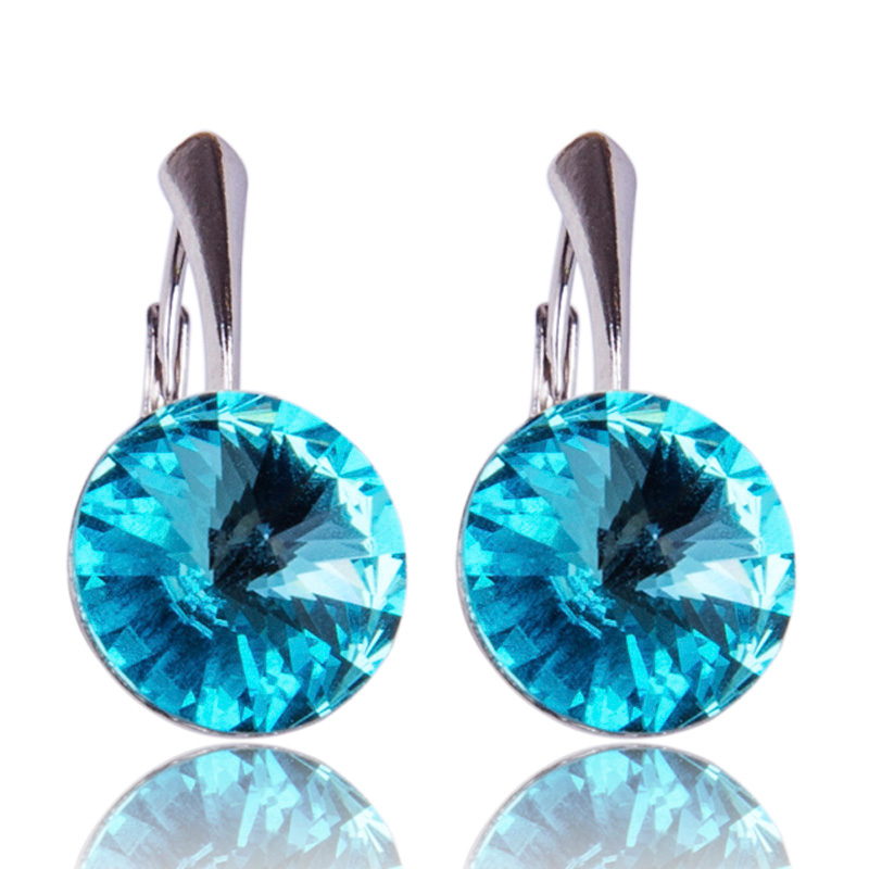 Stříbrné náušnice s krystaly Rivoli Light Turquoise