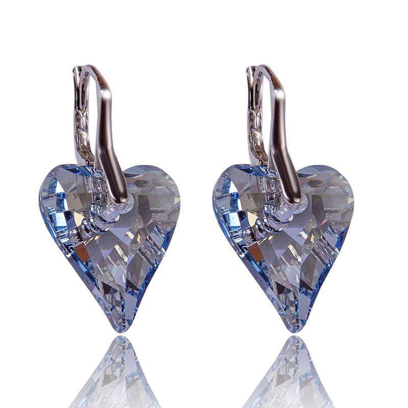 Stříbrné náušnice s krystaly Wild Heart Blue Shade