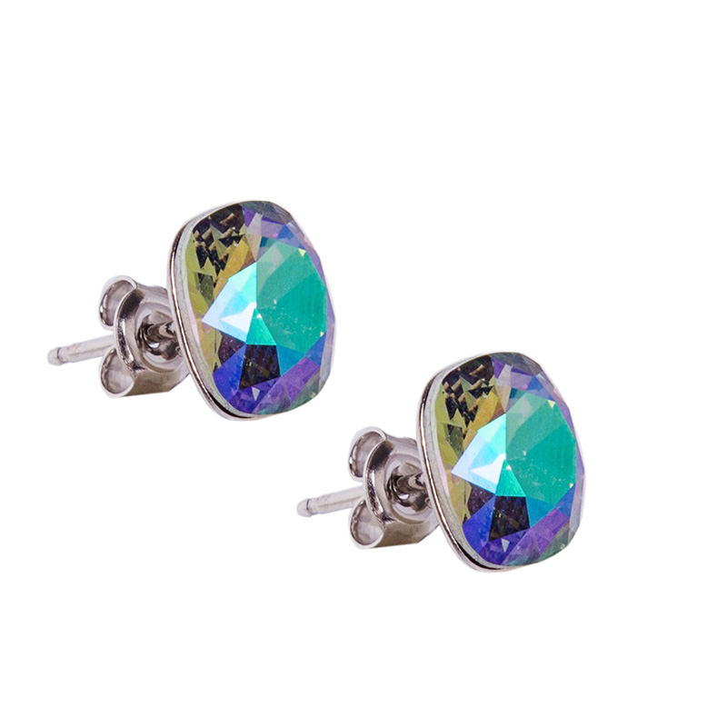 Stříbrné náušnice s krystaly Square Paradise Shine