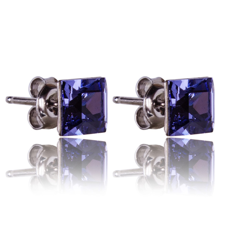 Stříbrná souprava s krystaly Princess 8mm Tanzanite