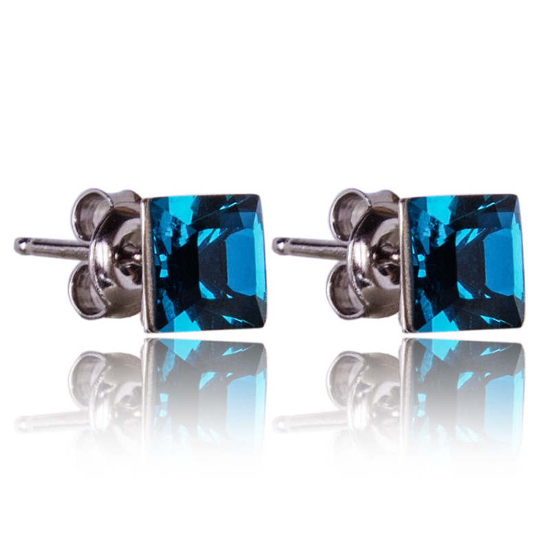 Stříbrná souprava s krystaly Princess 8+6mm Indicolite