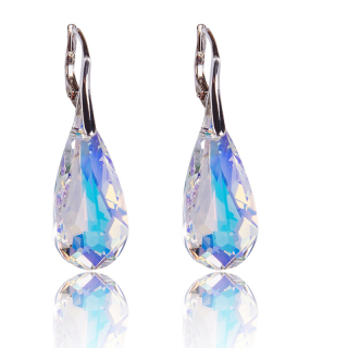 Stříbrné náušnice s krystaly Slza Aurore Boreale