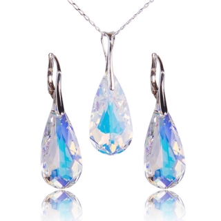 Stříbrná souprava s krystaly Slza Aurore Boreale