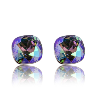 Stříbrné náušnice s krystaly Square Paradise Shine