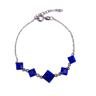 Stříbrný náramek Princess Square Majestic Blue