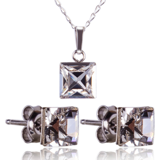 Stříbrná souprava s krystaly Princess 8+6mm Crystal