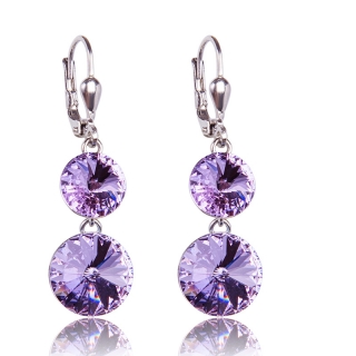 Stříbrné náušnice s krystaly Rivoli DUO Violet