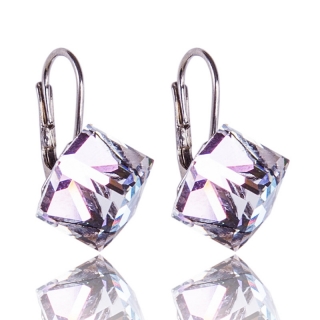 Stříbrné náušnice s krystaly Kostičky Vitrail Light