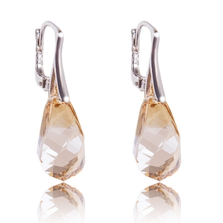 Stříbrné náušnice s krystaly Helix Golden Shadow