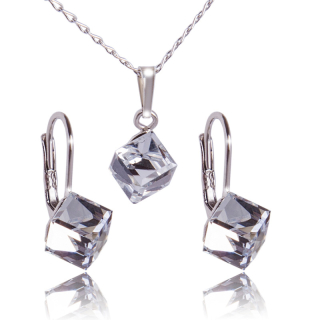 Stříbrná souprava s krystaly Kostičky Crystal