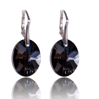 Stříbrné náušnice s krystaly Oval Silver Night