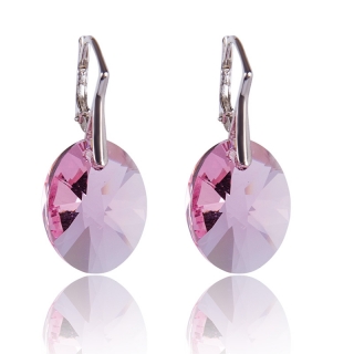 Stříbrné náušnice s krystaly Oval Light Rose