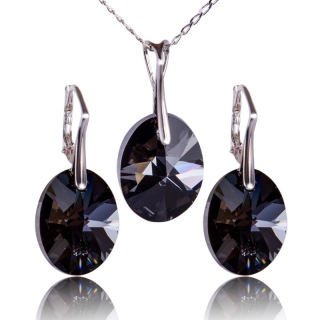 Stříbrná souprava s krystaly Oval Silver Night