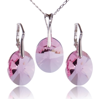 Stříbrná souprava s krystaly Oval Light Rose