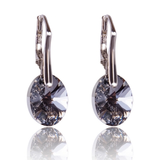 Stříbrné náušnice s krystaly Oval CALVSI