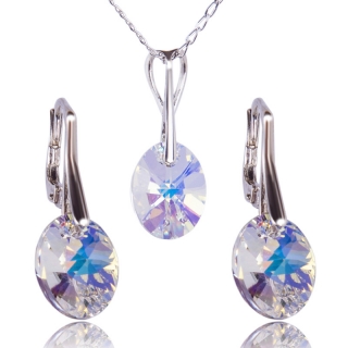 Stříbrná souprava s krystaly Oval Aurore Boreale