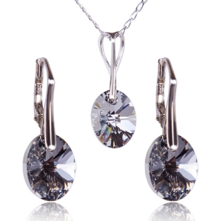 Stříbrná souprava s krystaly Oval CALVSI