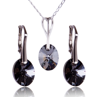 Stříbrná souprava s krystaly Oval Silver Night