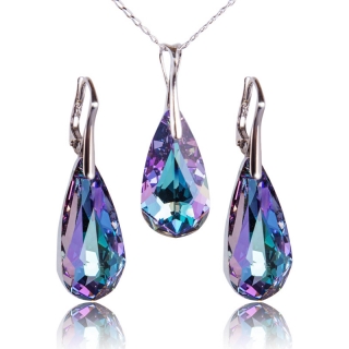 Stříbrná souprava s krystaly Slza Vitrail Light