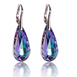 Stříbrné náušnice s krystaly Slza Vitrail Light