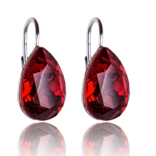 Stříbrné náušnice s krystaly Xilion Pear Scarlet