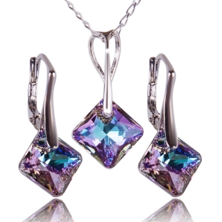 Stříbrná souprava s krystaly Princess Cut Vitrail Light