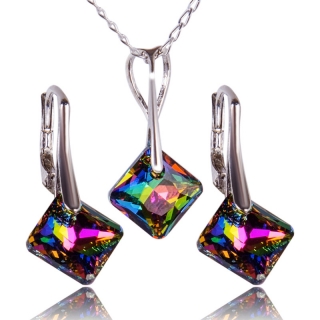 Stříbrná souprava s krystaly Princess Cut Vitrail Medium