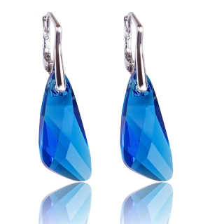 Stříbrné náušnice s krystaly Wing Capri Blue