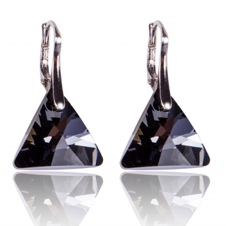 Stříbrné náušnice s krystaly Triangle Silver Night