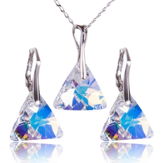Stříbrná souprava s krystaly Triangle Aurore Boreale