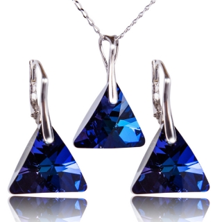 Stříbrná souprava s krystaly Triangle Bermuda Blue