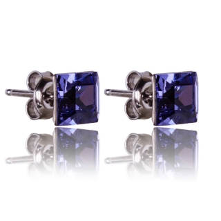 Stříbrné náušnice s krystaly Princess Tanzanite
