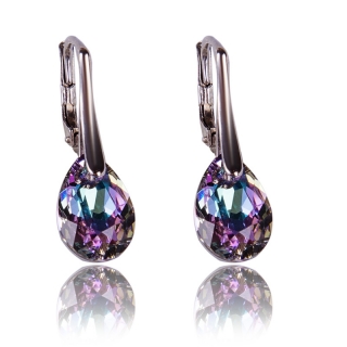 Stříbrné náušnice s krystaly Pear Cut Vitrail Light