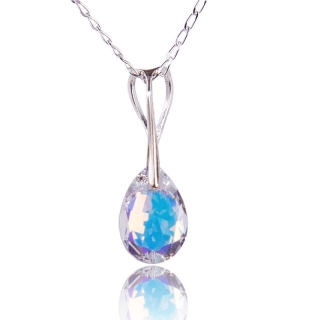 Náhrdelník s krystalem Pear Cut Aurore Boreale