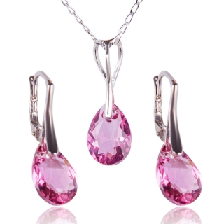 Stříbrná souprava s krystaly Pear Cut Rose