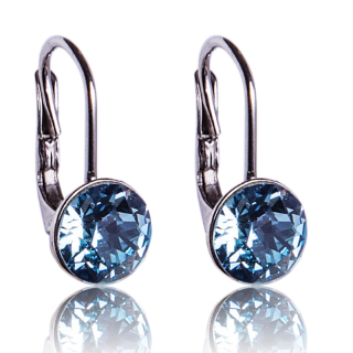 Stříbrné náušnice s krystaly Chaton Aquamarine