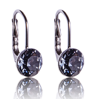 Stříbrné náušnice s krystaly Chaton Silver Night