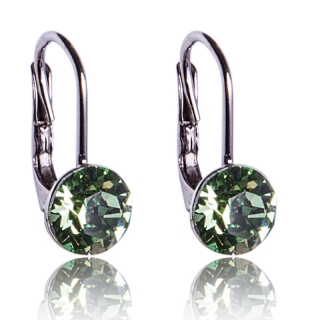 Stříbrné náušnice s krystaly Chaton Peridot