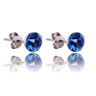 Stříbrné náušnice s krystaly Chaton Capri Blue