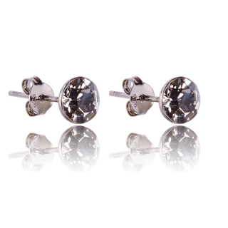 Stříbrné náušnice s krystaly Chaton Black Diamond