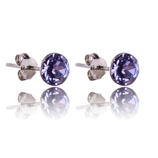Stříbrné náušnice s krystaly Chaton Violet