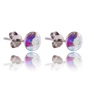 Stříbrné náušnice s krystaly Chaton Aurore Boreale