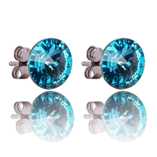 Stříbrné náušnice s krystaly Rivoli Turquoise