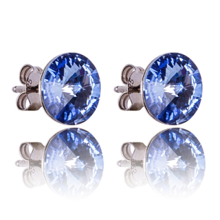 Stříbrné náušnice s krystaly Rivoli Light Sapphire