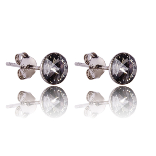 Stříbrné náušnice s krystaly Rivoli Black Diamond