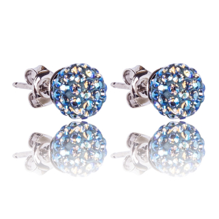 Stříbrné náušnice s krystaly Pave Ball Light Sapphire Shimmer
