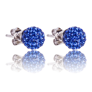 Stříbrné náušnice s krystaly Pave Ball Sapphire
